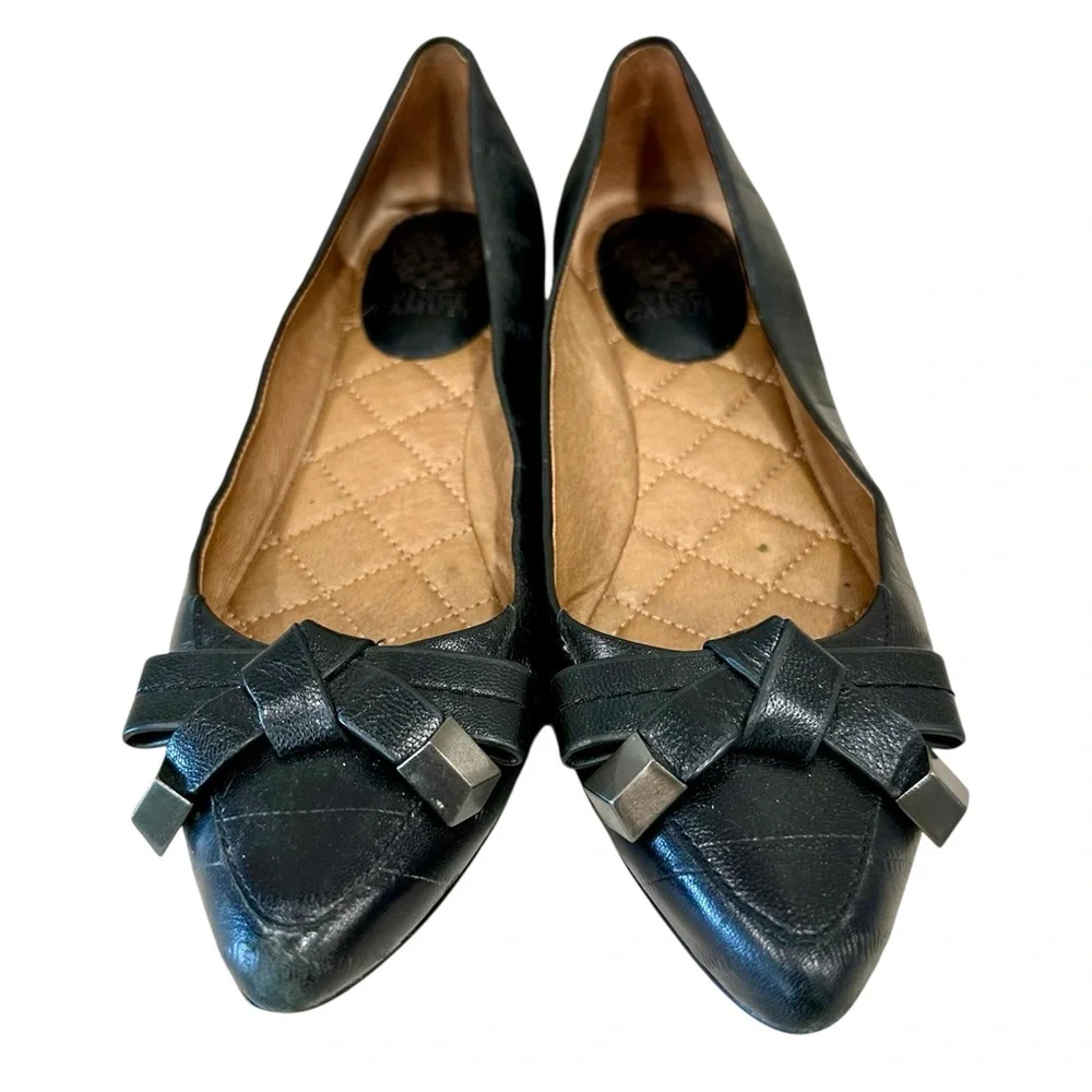 Vince Camuto Graci Black Leather Bow Flats 7